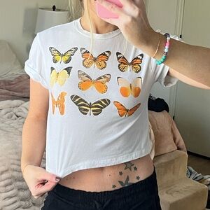 Butterfly Print White Tee